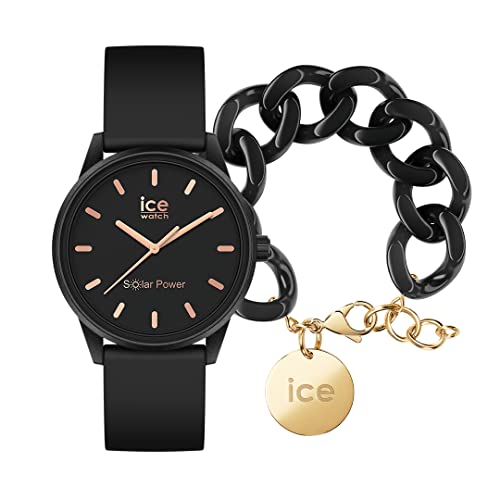 Ice solar Power - Black Rose-Gold - Small - 3H + Jewellery - Chain Bracelet - Black von ICE-WATCH