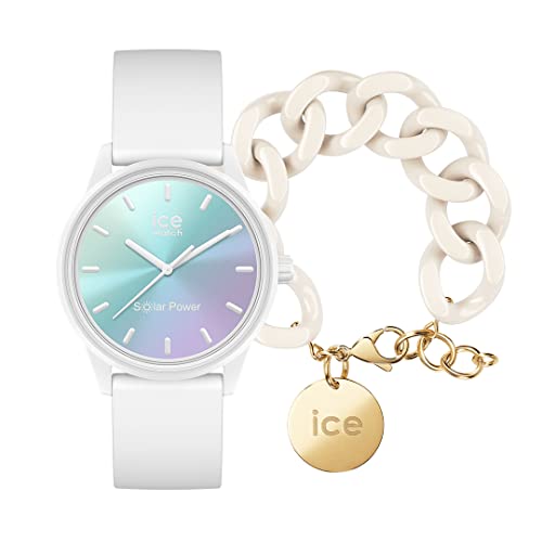 Ice solar Power - Lilac Turquoise Sunset - Small - 3H + Jewellery - Chain Bracelet - Almond Skin von ICE-WATCH