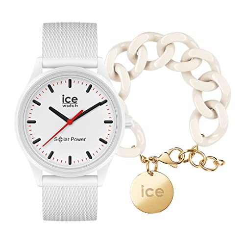 Ice solar Power - Polar - Medium - Mesh Strap - 3H + Jewellery - Chain Bracelet - Almond Skin von ICE-WATCH