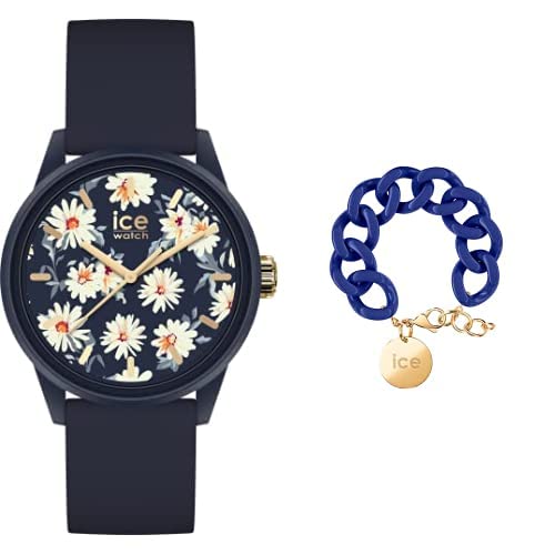 Ice solar Power - Twilight Daisy - Small - 3H + Jewellery - Chain Bracelet - Lazuli Blue - Gold von ICE-WATCH