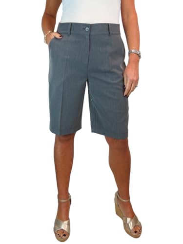 ICE Damen Leichte Bermudashorts Formelle Maßgeschneiderte Passform Grau 34-48 (38) von ICE