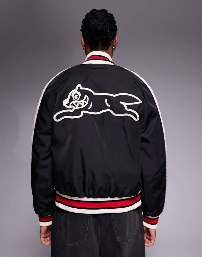 ICECREAM - Bomberjacke aus Satin mit Running Dog-Motiv in Schwarz von ICECREAM