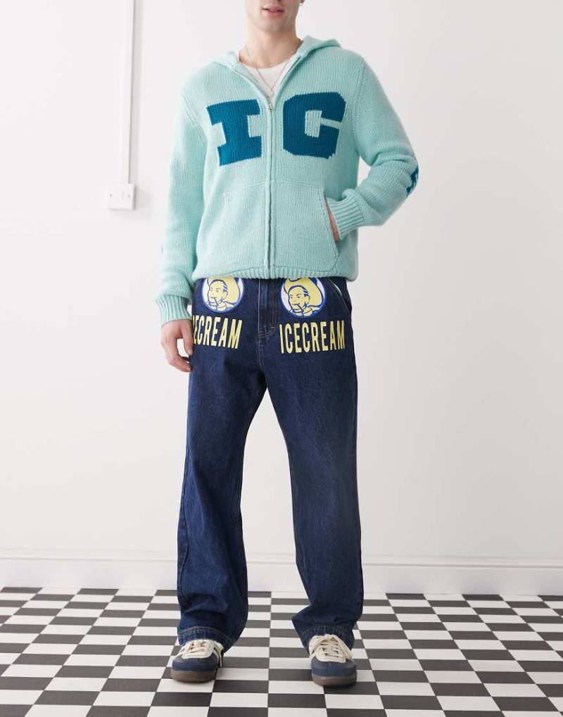 ICECREAM - Denim-Jeans in Indigoblau mit Cowboy-Print-Marineblau von ICECREAM