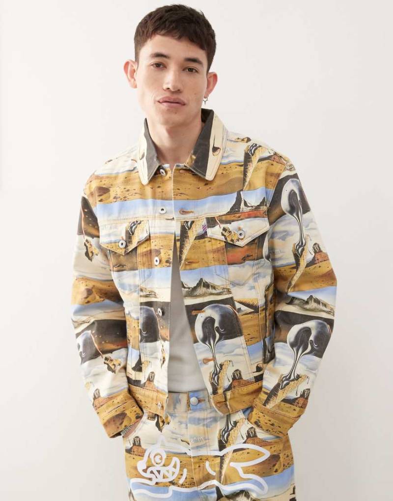 ICECREAM - Dreamscape - Trucker-Jeansjacke mit buntem Traumlandschafts-Muster, Kombiteil von ICECREAM