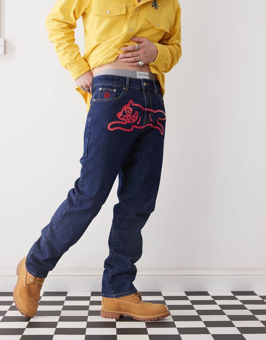 ICECREAM - Jeans in Indigoblau mit „Running Dog"-Print-Marineblau von ICECREAM