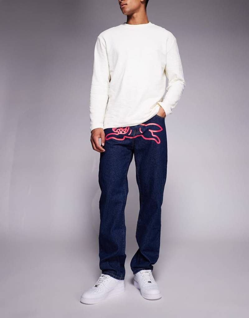 ICECREAM - Jeans in Indigoblau mit „Running Dog"-Print-Marineblau von ICECREAM