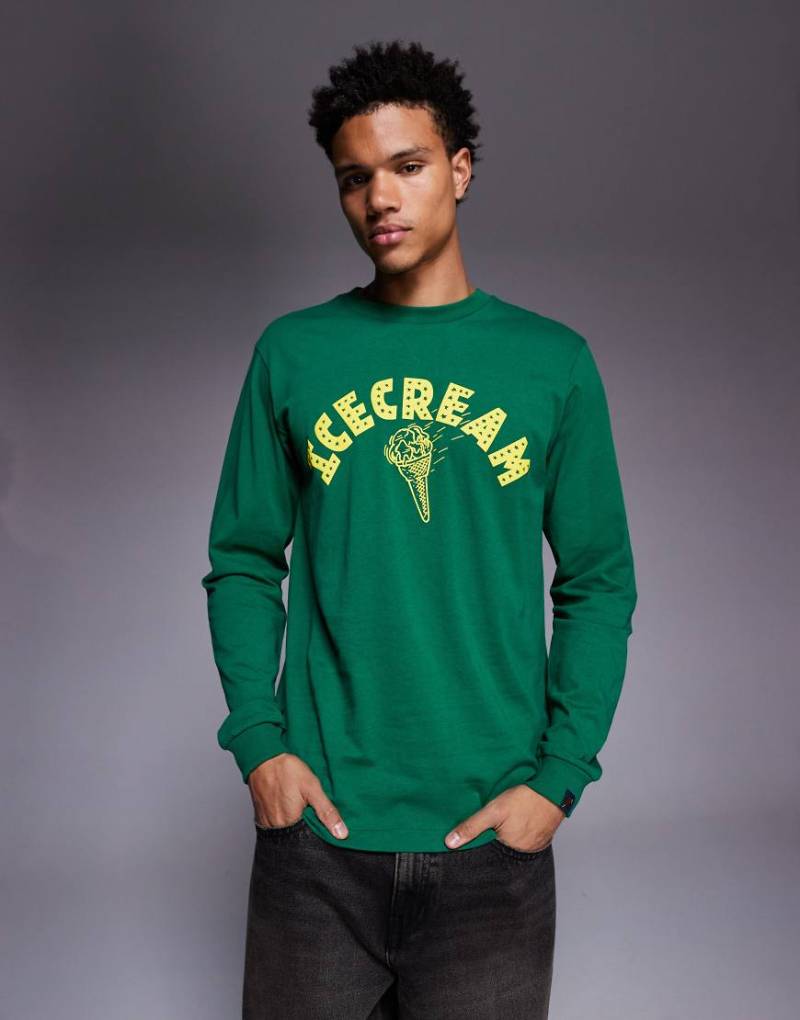 ICECREAM - Langärmliges Shirt in Grün mit Eiswaffel-Print von ICECREAM