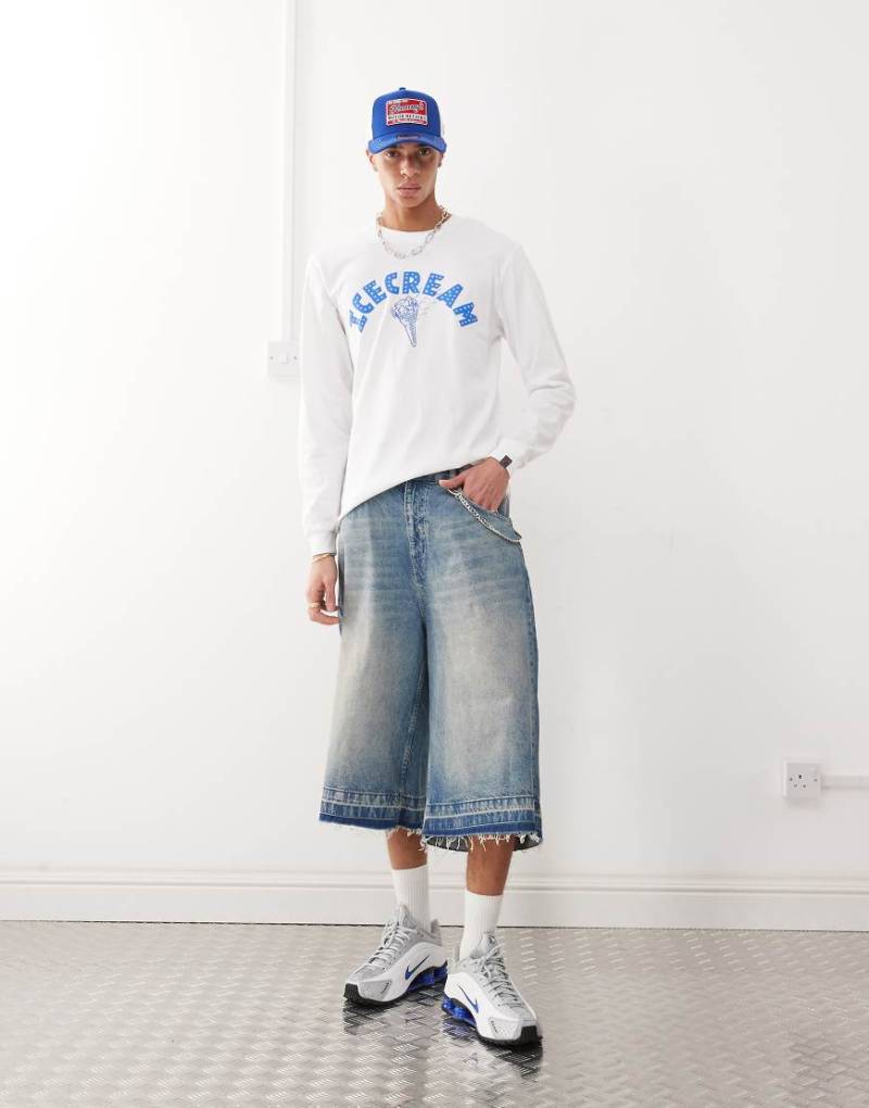 ICECREAM - Langärmliges Shirt in Weiß mit Eiswaffel-Print von ICECREAM