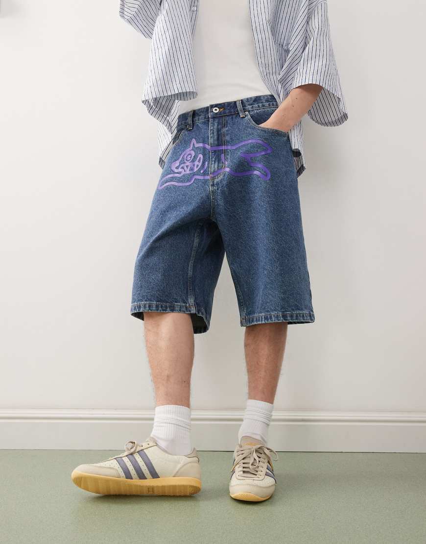 ICECREAM - Running Dog - Denim-Shorts in dunkelblauer Waschung mit „Running Dog"-Print ICECREAM - Running Dog - Denim-Shorts in dunkelblauer Waschung mit „Running Dog"-Print von ICECREAM