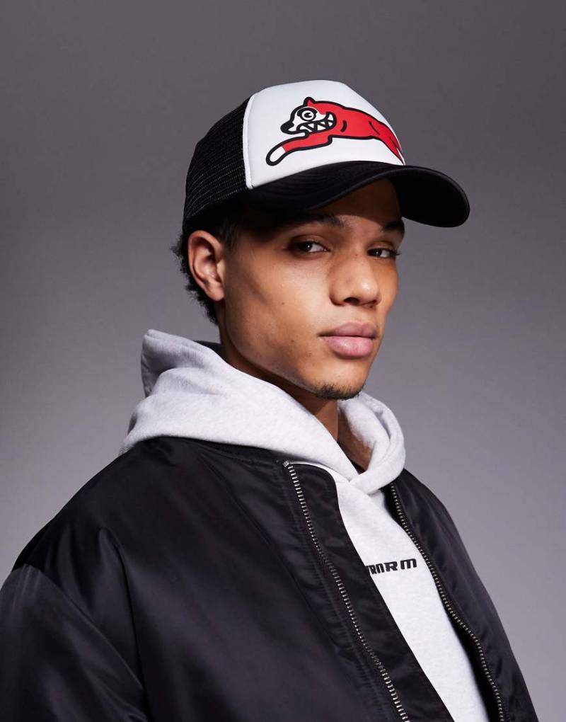 ICECREAM - Running Dog - Trucker-Baseballkappe in Schwarz und Weiß von ICECREAM