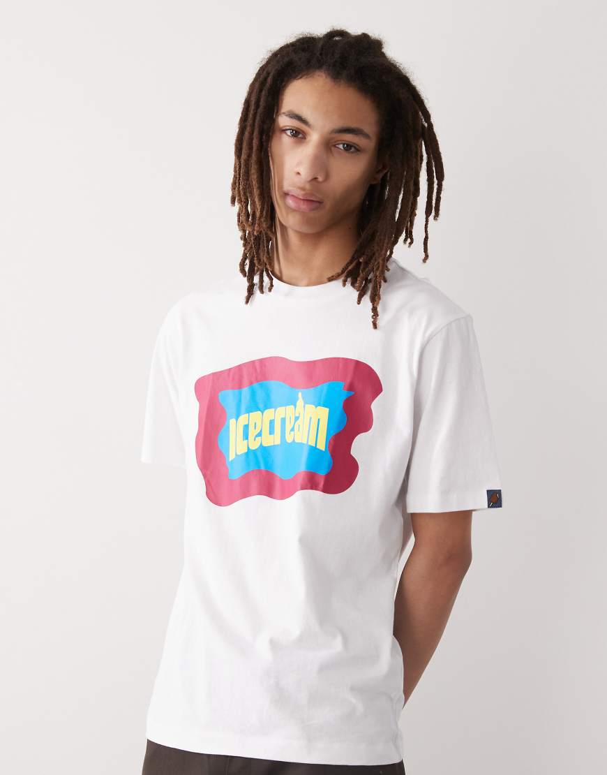 ICECREAM - Schweres T-Shirt in Weiß mit Block-Logoprint von ICECREAM