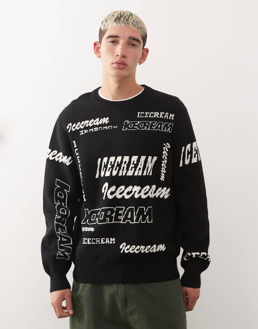 ICECREAM - Strickpullover in Schwarz mit mehreren Logos ICECREAM - Strickpullover in Schwarz mit mehreren Logos von ICECREAM
