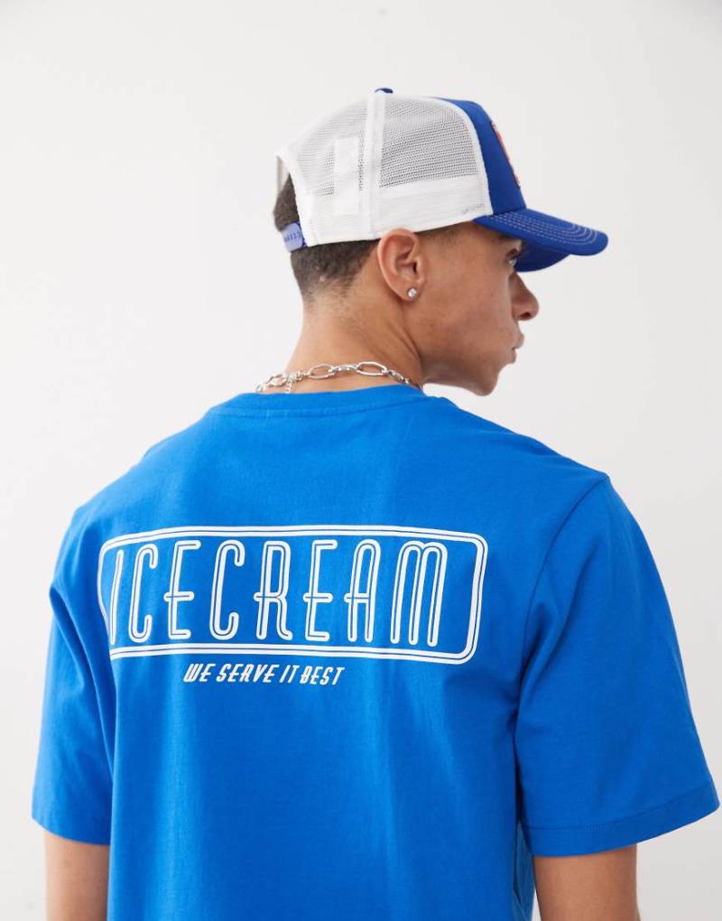 ICECREAM - T-Shirt in Blau mit Diner-Kaffee-Print von ICECREAM