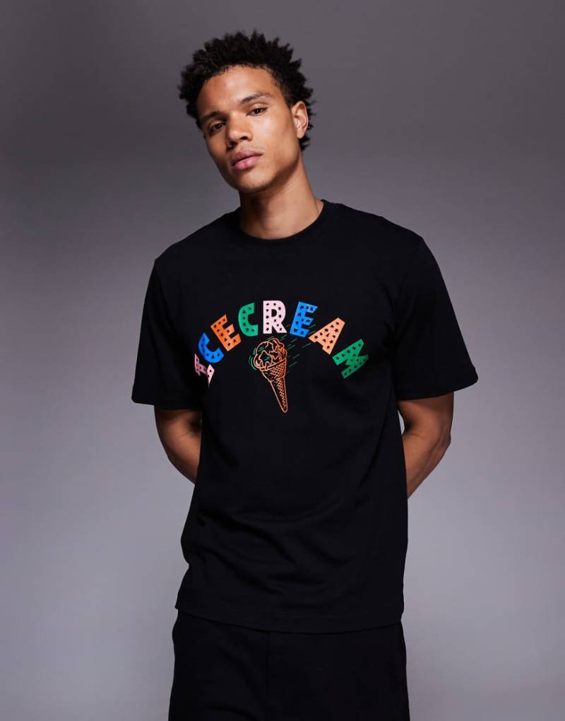 ICECREAM - T-Shirt in Schwarz mit Eiswaffel-Print von ICECREAM