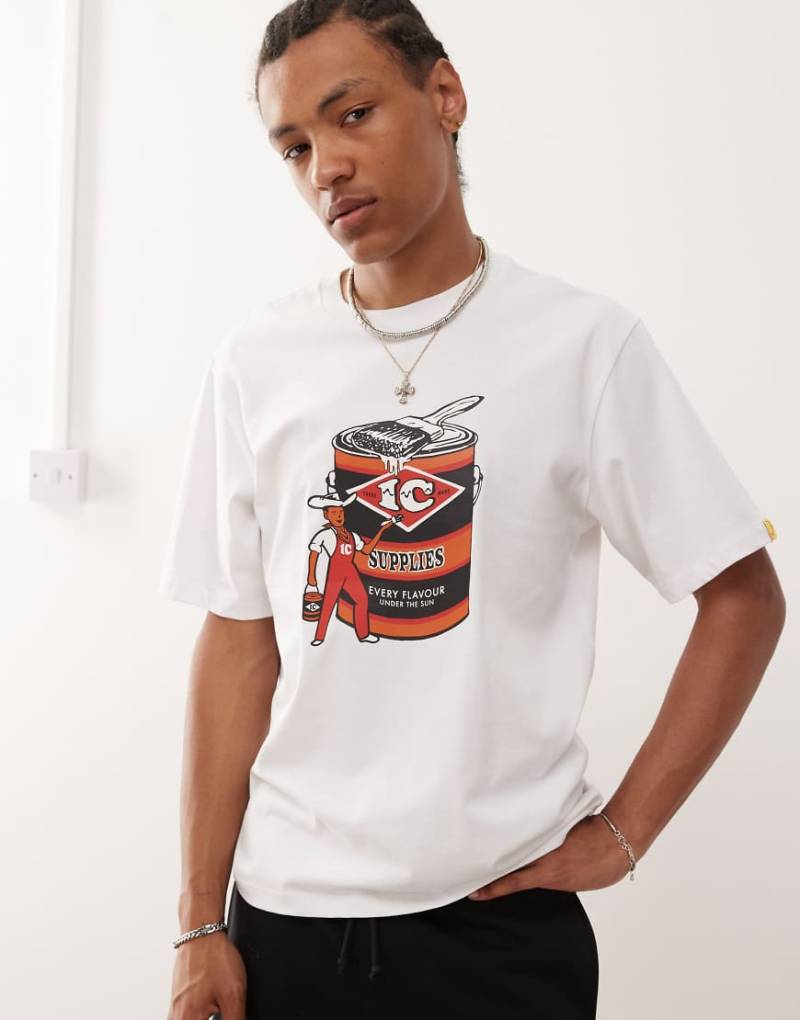 ICECREAM - T-Shirt in Weiß mit Supplies-Work-Print von ICECREAM