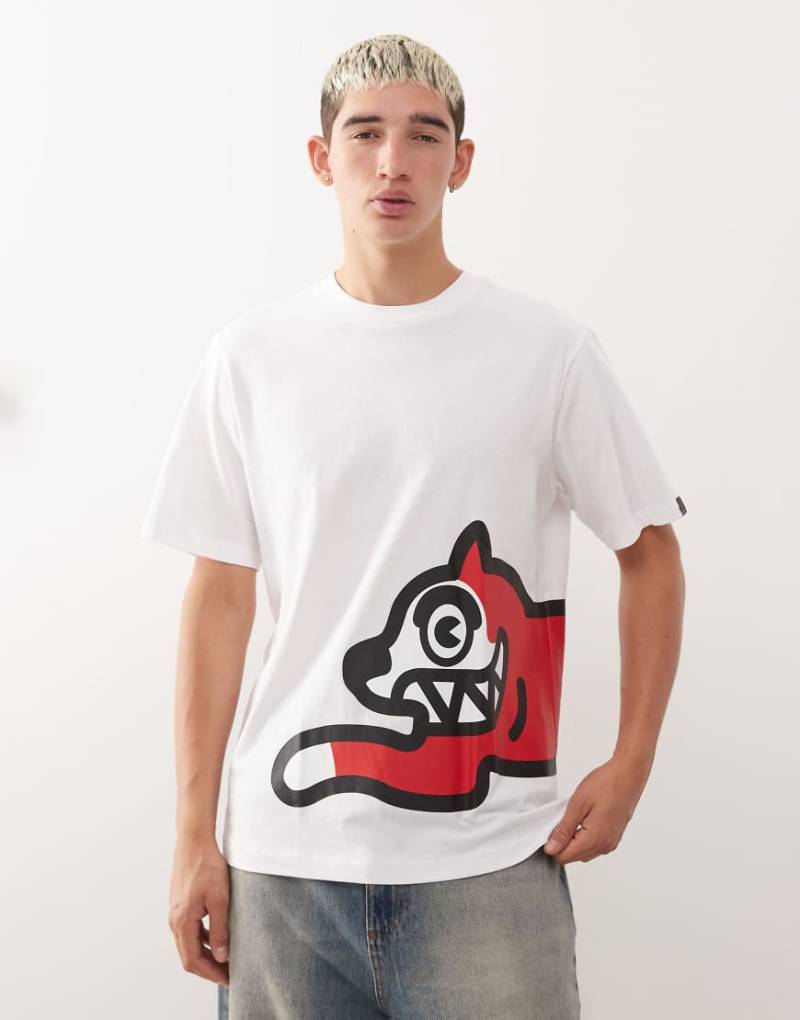 ICECREAM - T-Shirt in Weiß mit großem Laufender-Hund-Logo von ICECREAM