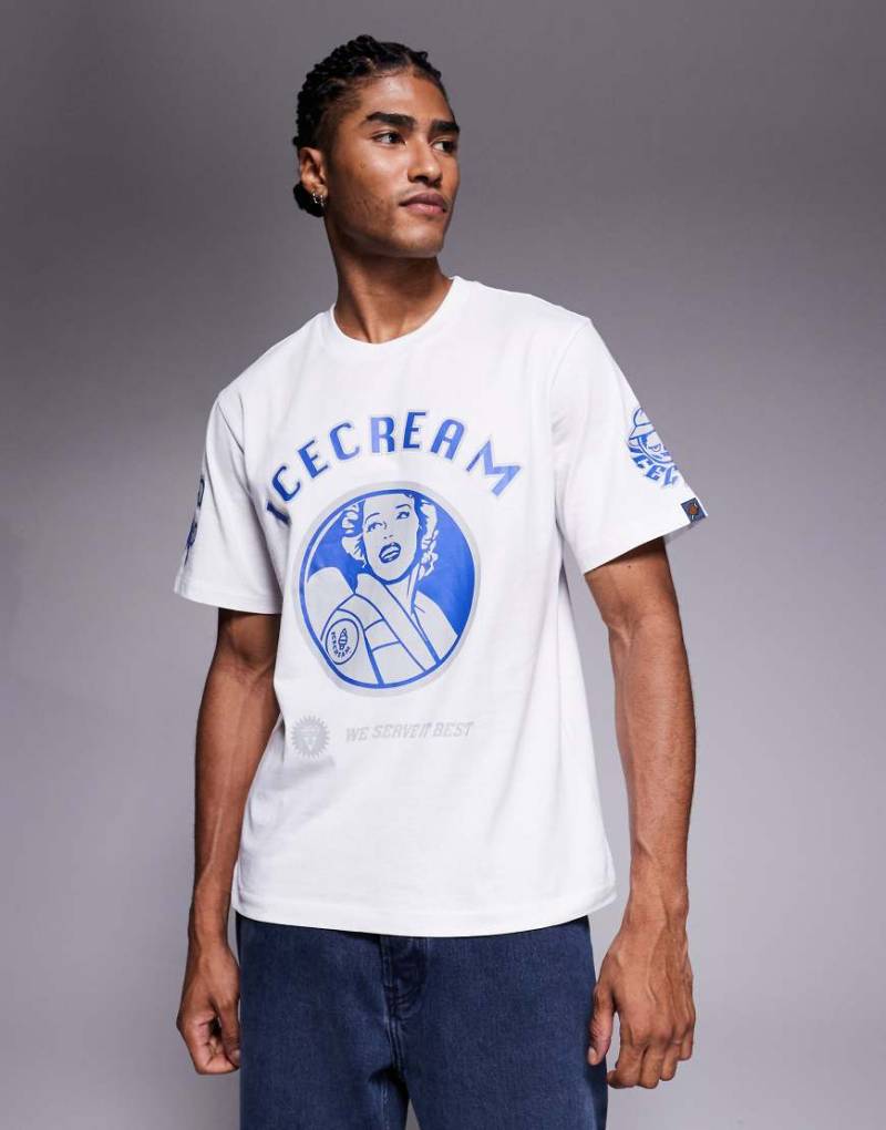 ICECREAM - T-Shirt in Weiß mit mehrfarbigem Grafikprint von ICECREAM