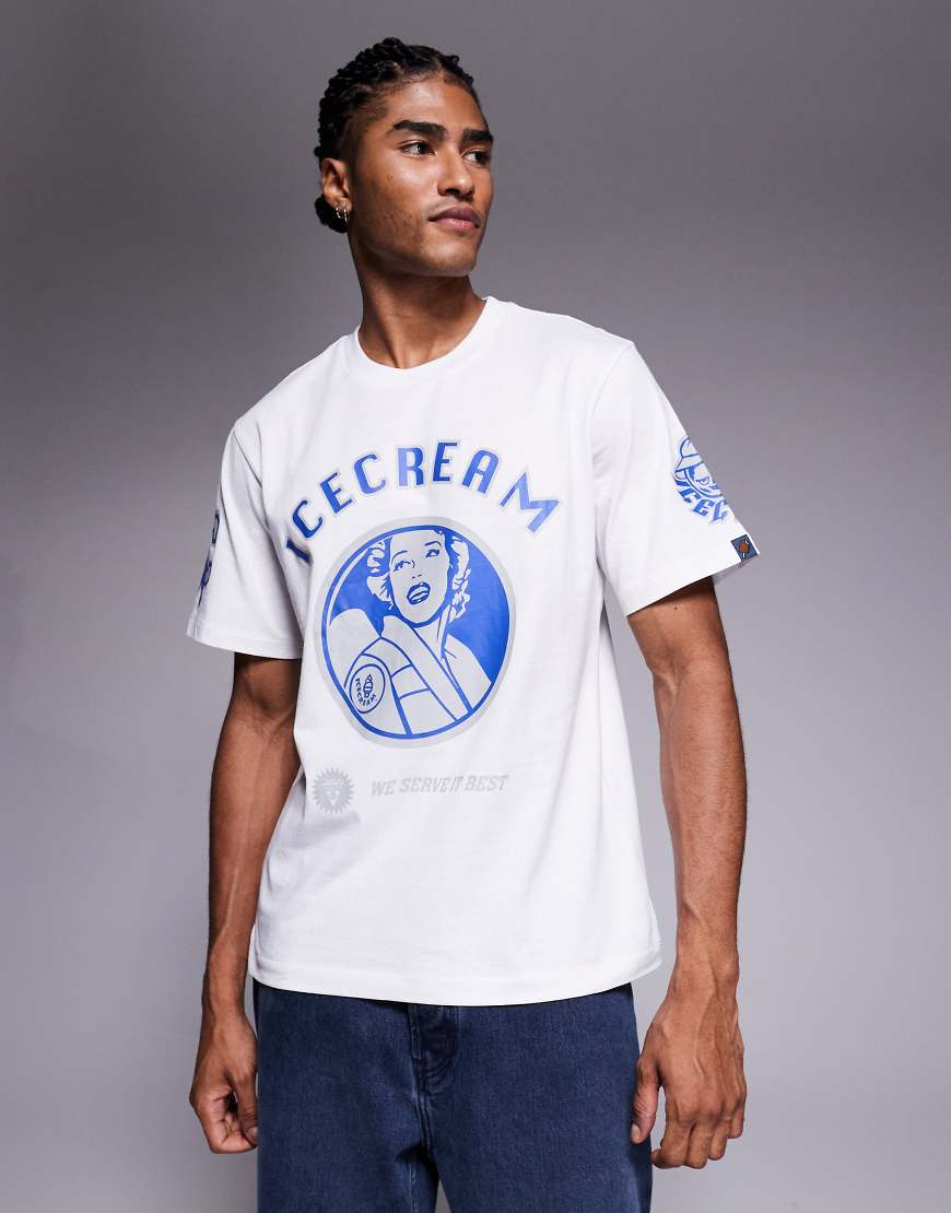 ICECREAM - T-Shirt in Weiß mit mehrfarbigem Grafikprint von ICECREAM