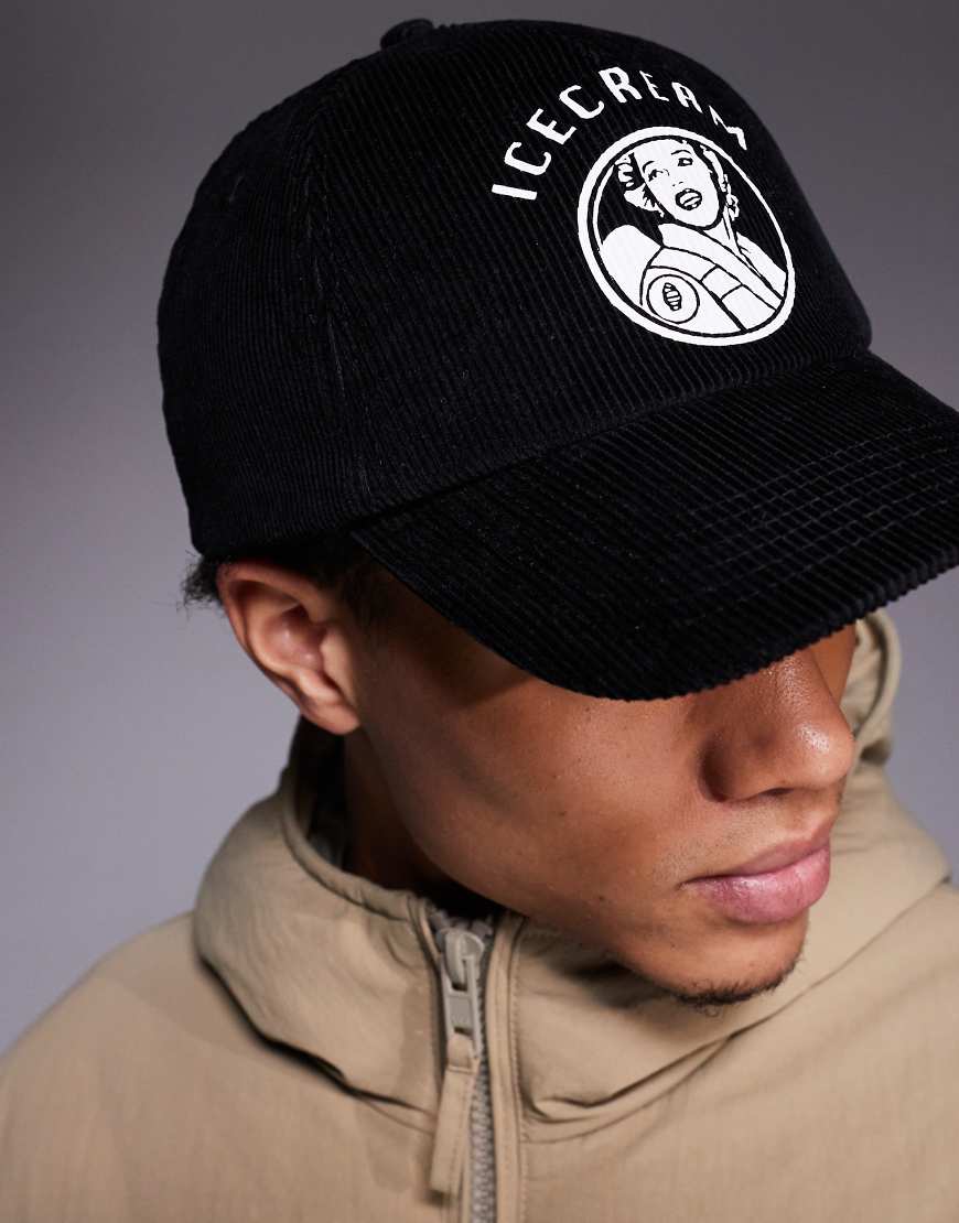 ICECREAM - Waitress - Trucker-Baseballkappe aus Cord in Schwarz von ICECREAM