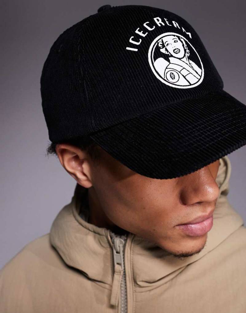 ICECREAM - Waitress - Trucker-Baseballkappe aus Cord in Schwarz von ICECREAM