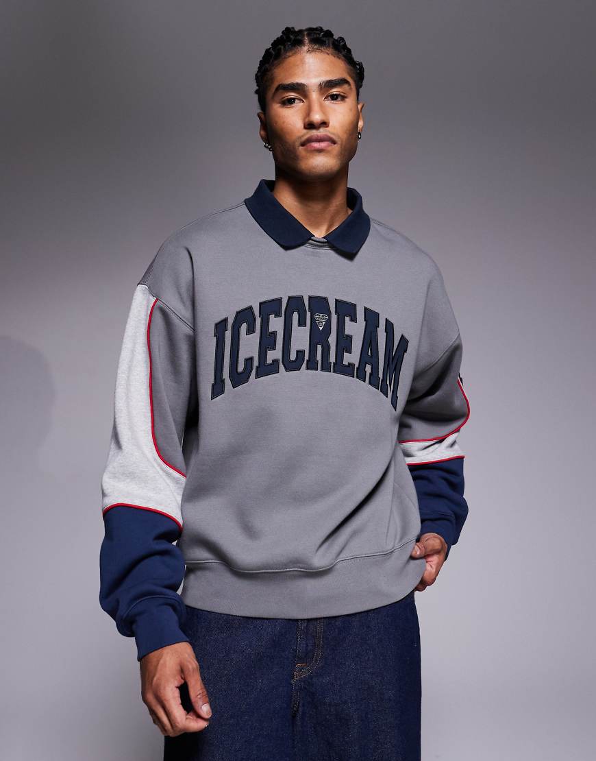 ICECREAM - Warmes Sweatshirt in Grau und Navy mit Kragen von ICECREAM