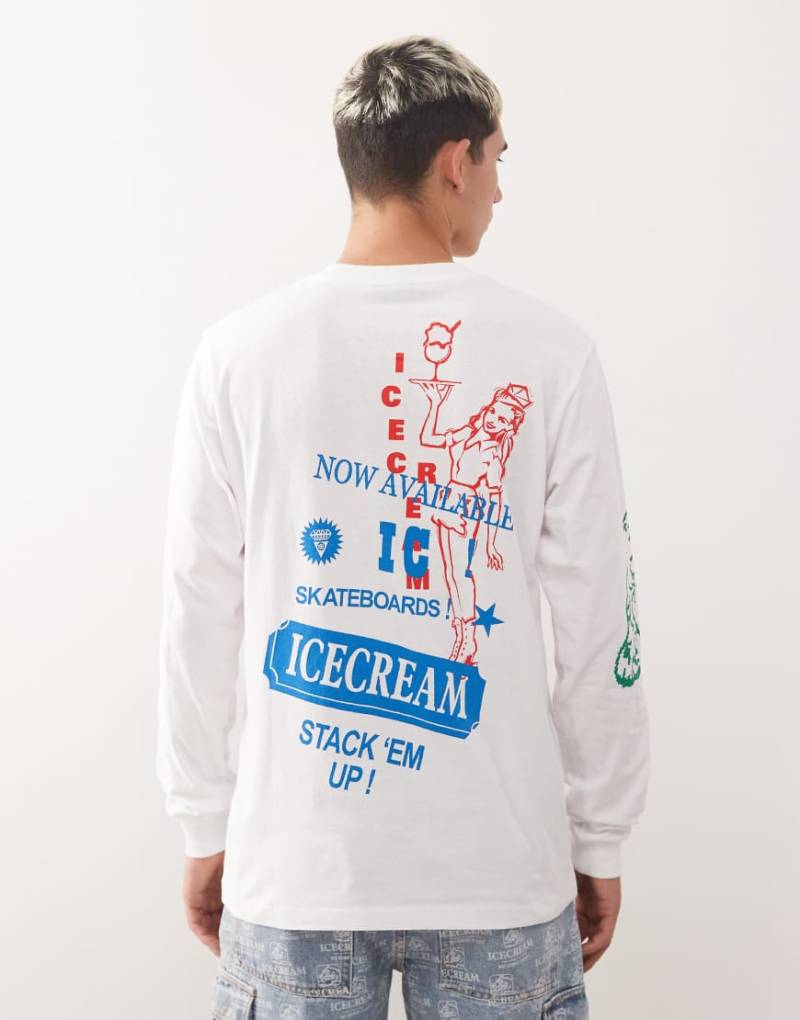 Icecream - Langärmliges Shirt in Weiß mit mehrfarbiger Grafik von ICECREAM