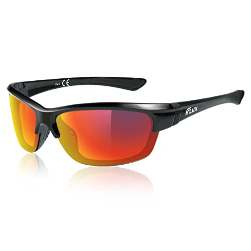 ICECUBE AVENTO Polarisierte Sport-Sonnenbrille UV400 Schutz mit Anti-Rutsch-Funktion und leichtem Rahmen - für Männer und Frauen beim Fahren, Laufen (Black/Red Mirror) von ICECUBE