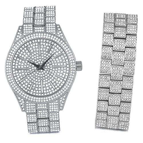 .iced-out. Full Bling Uhr Armband Set - Silber von .iced-out.