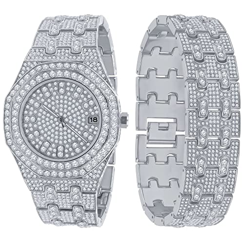 .iced-out. Full Bling Uhr Armband Set - Silber von .iced-out.