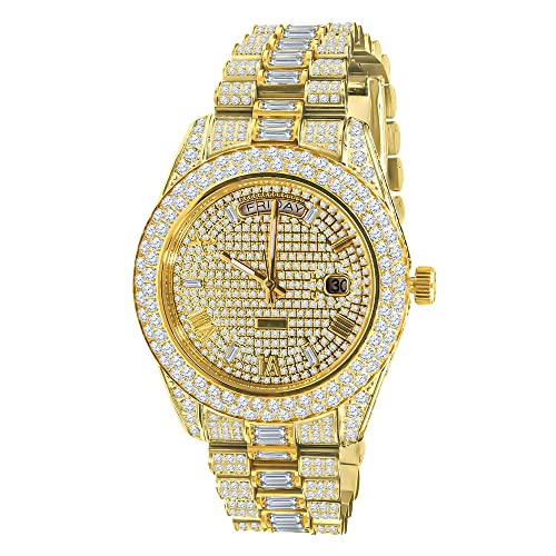 .iced-out. Zirkonia Edelstahl Automatik Uhr - Gold von .iced-out.
