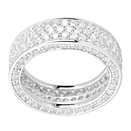 Sterling 925er Silber Pave Ring - THREE CZ LINES - 8 von .iced-out.