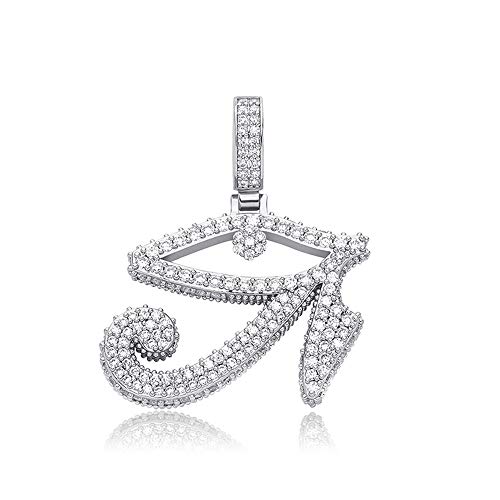 ICEDIAMOND 14K Gold plattiert Diamantschliff Antike Legende Horus Auge Anhänger Halskette, Iced Out Bright Zirkonia Steine Hip Hop Trendy Schmuck für Männer Frauen (White) von ICEDIAMOND