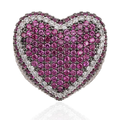 ICEDIAMOND 18K Iced Out Big Heart CZ Diamantring, weißvergoldeter Micro-Pave Fully Bling Color Zirkonia Hip Hop Charm Ringe für Männer (8, Purple) von ICEDIAMOND