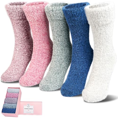 ICEIVY Flauschige Kuschel Geschenk Socken für Damen Warme Winter Bettsocken Dicke Haussocken 35-42 Mit Schachtel von ICEIVY