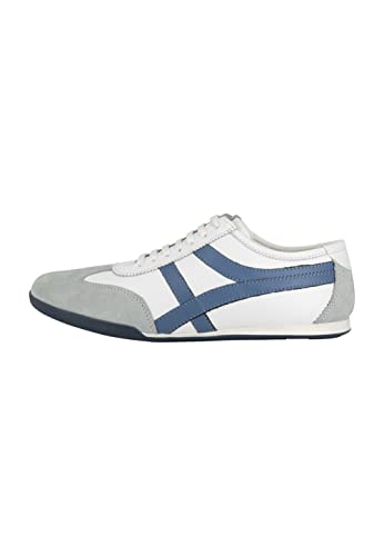 ICELOS Herren Sneakers aus Leder, Weiss BLAU, 43 EU von ICELOS