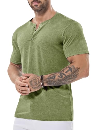 ICEMOOD Herren Henley Shirt - Dry Fit, Slim Fit, Kurzarm, Atmungsaktiv, Schnelltrocknend, 3-Knopf Gym & Workout T-Shirt mit Kühleffekt,Oliv Grün,XXL ICEMOOD Herren Henley Shirt - Dry Fit, Slim Fit, Kurzarm, Atmungsaktiv, Schnelltrocknend, 3-Knopf Gym & Workout T-Shirt mit Kühleffekt,Oliv Grün,XXL von ICEMOOD