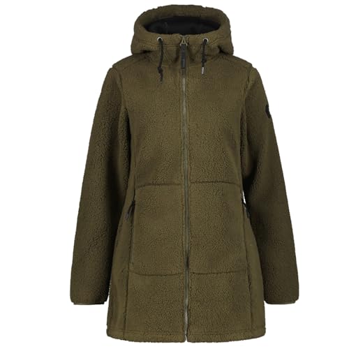 ICEPEAK Agra Fleecejacke für Damen mit verschließbaren Taschen und Einer Kapuze, Farbe:Grün, Größe:XL von ICEPEAK