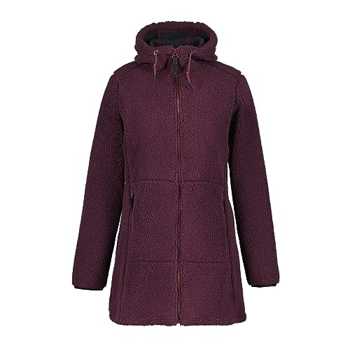 ICEPEAK Agra Fleecejacke für Damen mit verschließbaren Taschen und einer Kapuze, Farbe:Weinrot, Größe:XL von ICEPEAK