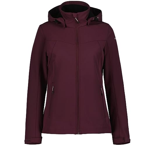 ICEPEAK Softshelljacke Brenham für Damen mit Kapuze, Farbe:Weinrot, Größe:36 von ICEPEAK