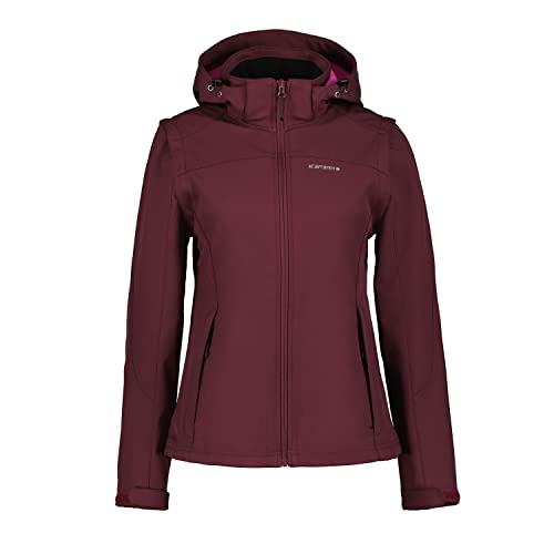 ICEPEAK Softshelljacke Weste Damen mit Kapuze und abnehmbaren Ärmeln, Farbe:Weinrot, Größe:36 von ICEPEAK