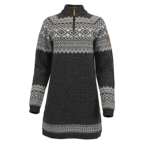 ICEWEAR Alexandra Damenlongpullover aus mittelschwerer Merinowolle mit Halbreißverschluss (grau, M) von ICEWEAR