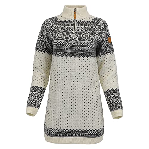 ICEWEAR Alexandra Damenlongpullover aus mittelschwerer Merinowolle mit Halbreißverschluss (weiß, XXL) von ICEWEAR