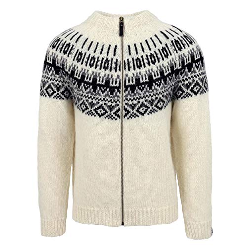 ICEWEAR Elís Unisex-Strickjacke aus isländischer Wolle mit Island-Muster und Zip von ICEWEAR