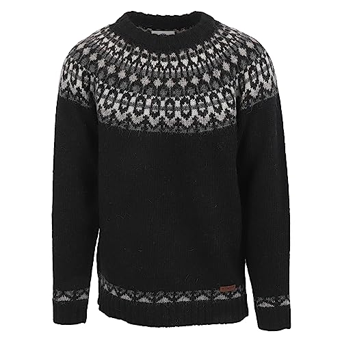 ICEWEAR Fróði Wollpullover mit isländischem Muster (Schwarz, L) von ICEWEAR