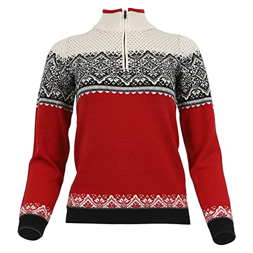 ICEWEAR Gerðe feiner Merino-Damenpullover mit halbem Reißverschluss (rot, L) von ICEWEAR