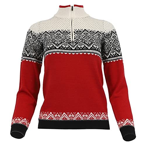 ICEWEAR Gerðe feiner Merino-Damenpullover mit halbem Reißverschluss (rot, M) von ICEWEAR