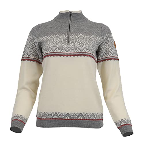 ICEWEAR Gerðe feiner Merino-Damenpullover mit halbem Reißverschluss (weiß, M) von ICEWEAR