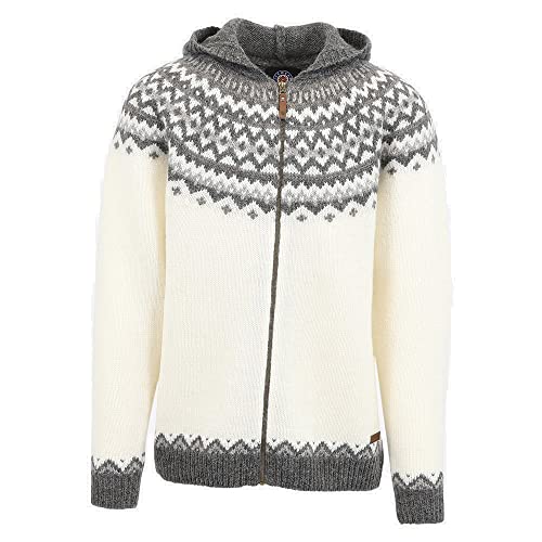 ICEWEAR Skjaldbreiður Wollpullover mit Kapuze (Weiß, M) von ICEWEAR