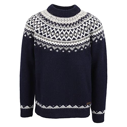 ICEWEAR Skjaldbreiður Wollpullover mit isländischem Muster (Dunkelblau, M) von ICEWEAR