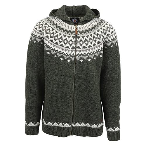 ICEWEAR Skjaldbreiður Wollpullover mit Kapuze & Zip– Island-Muster, Unisex von ICEWEAR